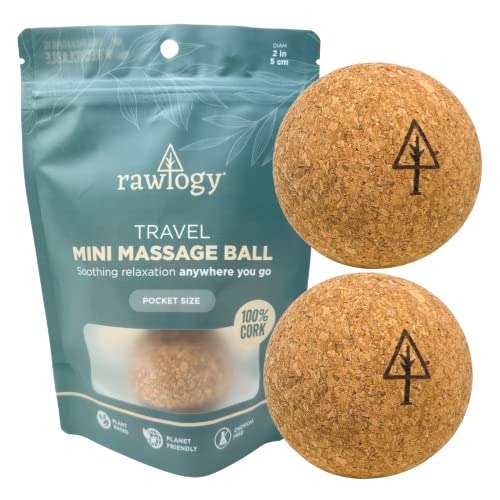 Travel Cork Massage Ball Lightweight Sustainable Alternative to Lacrosse Ball for Muscle Pain Relief 19 Inch Pack of 2 Sanded Cork